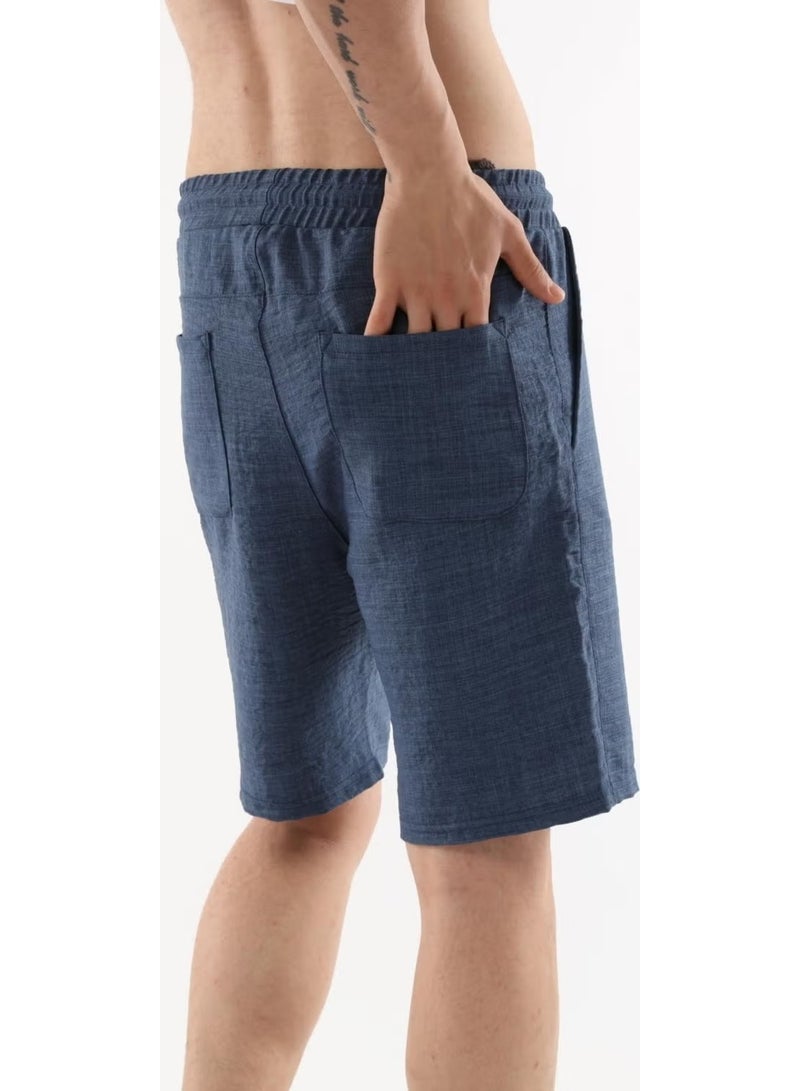 Cedy Denim Synthetic Linen High Waist Elastic, Loose Cut Men's Shorts C348 - Image 1